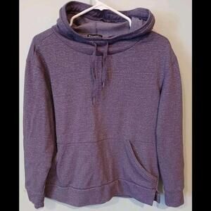Champion Hooded Sweatshirt Drawstring Purple ribbed Size Medium athleisure run